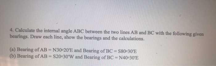 Solved 4. Calculate the internal angle ABC between the two | Chegg.com