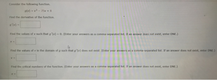 Consider The Following Function V 3 75v 8 Chegg Com