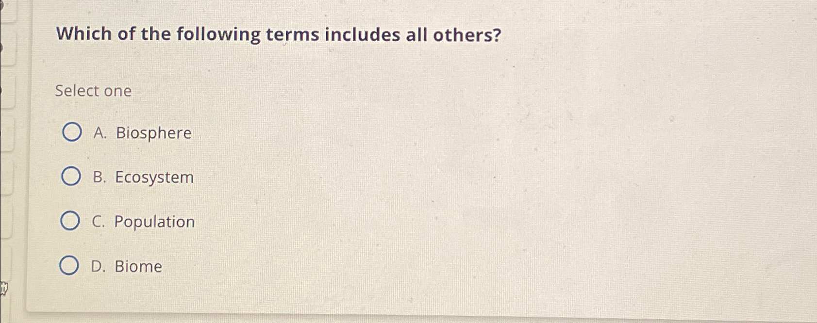 Solved Which of the following terms includes all | Chegg.com