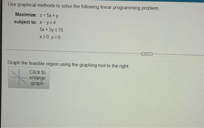 Solved Use graphical methods to solve the following linear | Chegg.com