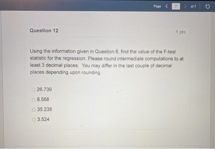 Solved Question 8 1 pts The table below shows the number of | Chegg.com