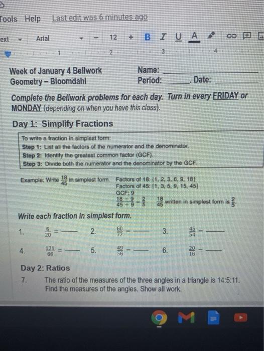 Solved Tools Help Last Edit Was 6 Minutes Ago Ext Arial 1 Chegg Com