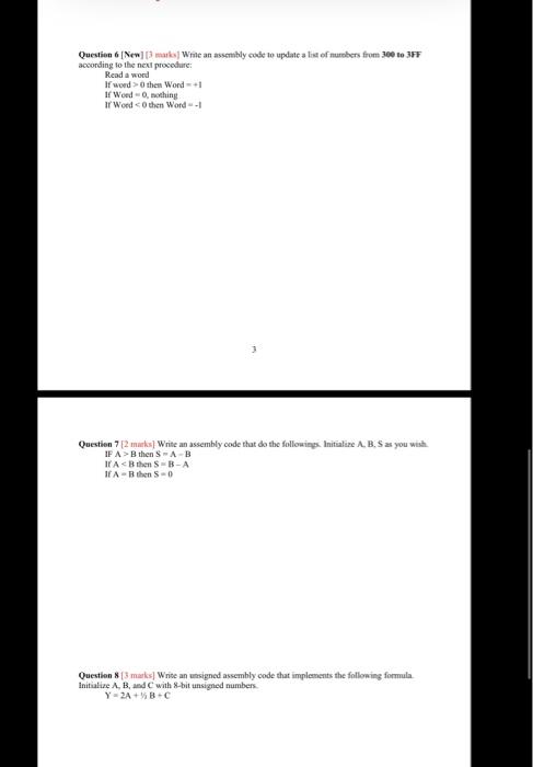 Solved Question 6 [New3 marks Write an assembly code to | Chegg.com