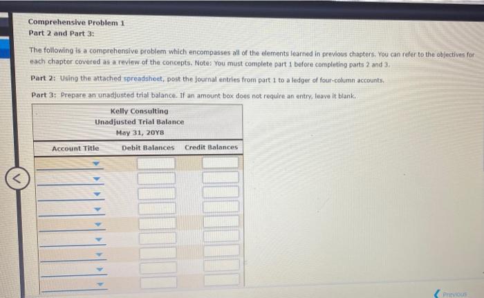 Solved Comprehensive Problem 1 Part 1: The following is a | Chegg.com