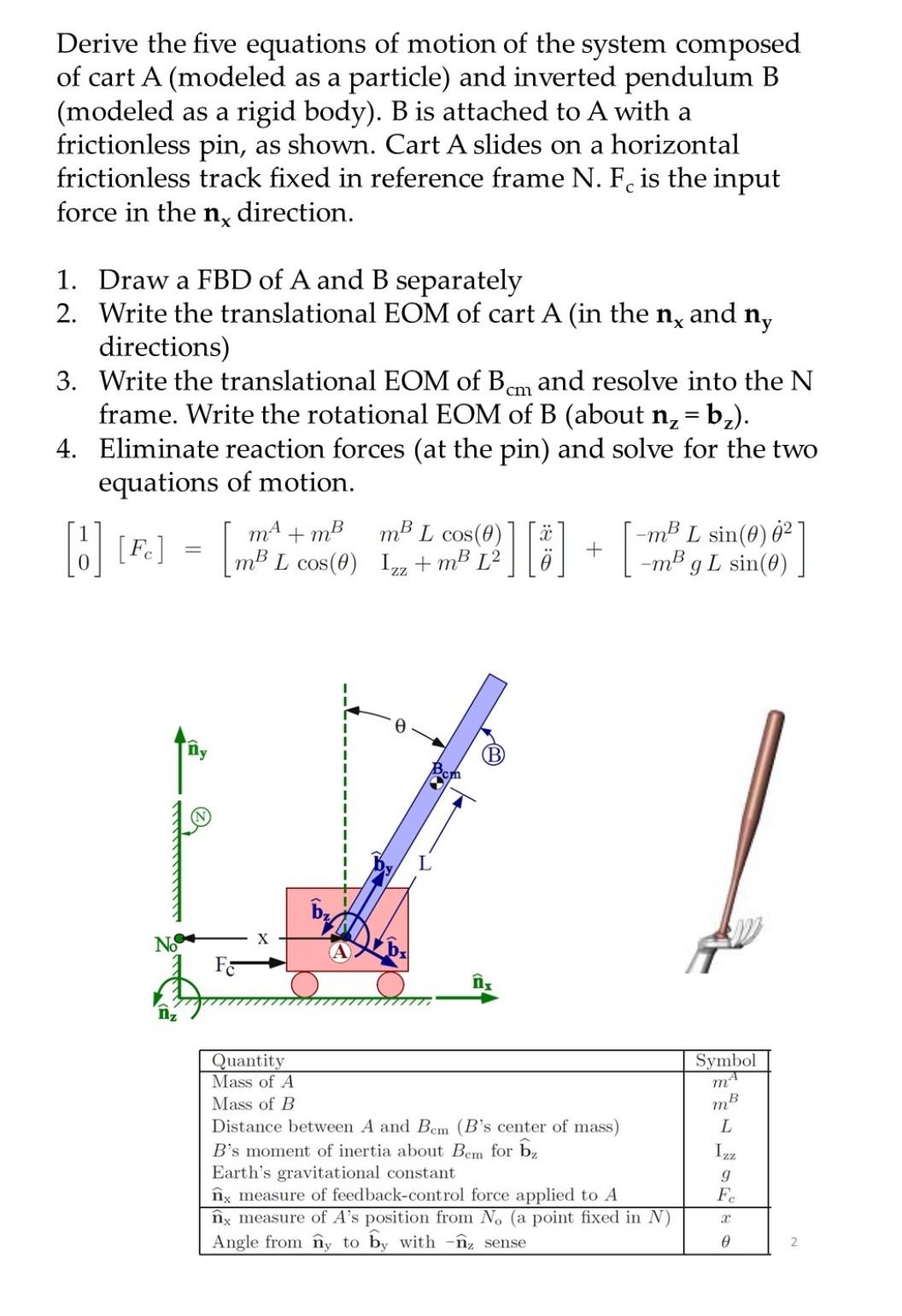Solved Derive the five equations of motion of the system | Chegg.com