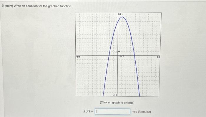 Solved (1 point) Write an equation for the graphed function. | Chegg.com