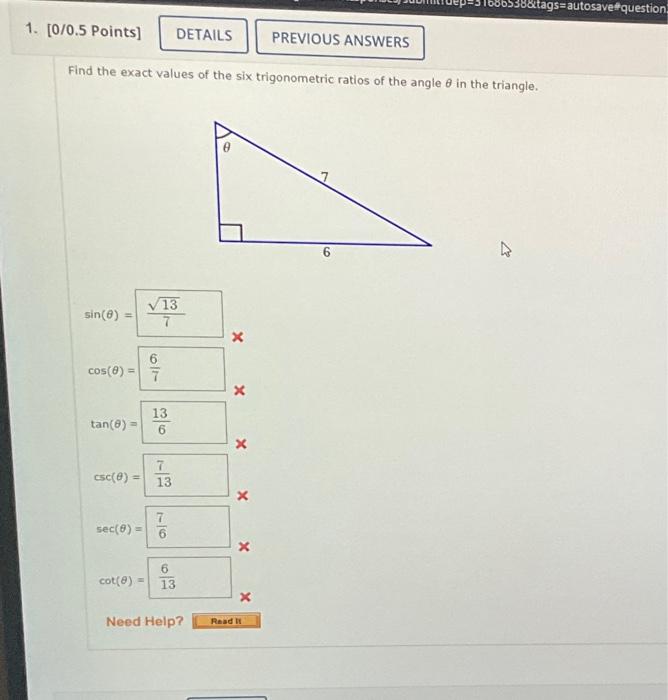 Solved Find The Exact Values Of The Six Trigonometric Ratios | Chegg.com