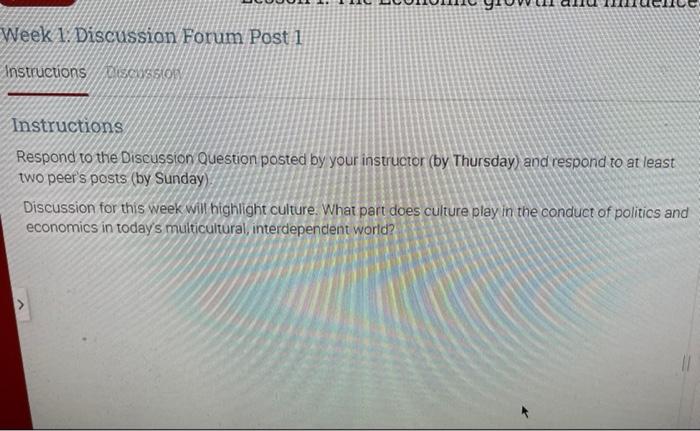 Solved Week 1. Discussion Forum Post 1 Instructions SRSION | Chegg.com