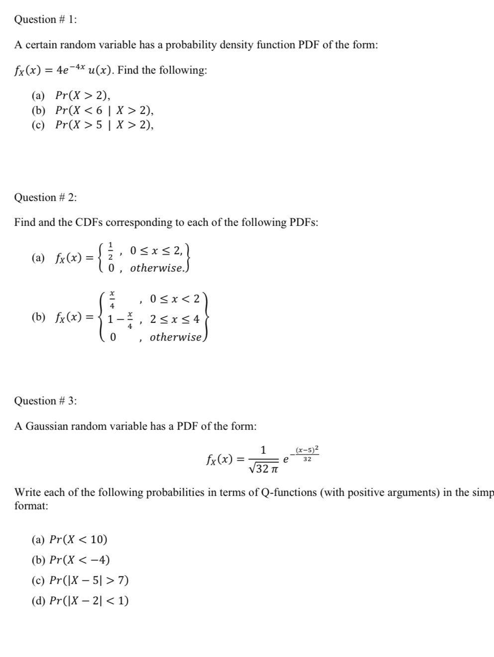 Solved Question # 1: A certain random variable has a | Chegg.com