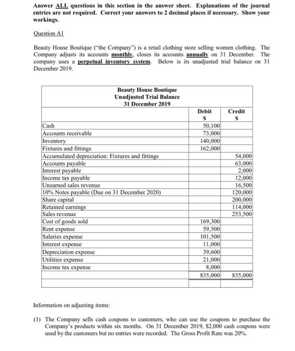 Solved Answer ALL questions in this section in the answer
