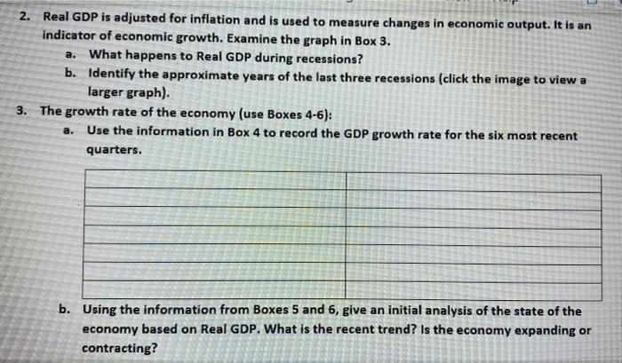 Solved a. 2. Real GDP is adjusted for inflation and is used | Chegg.com