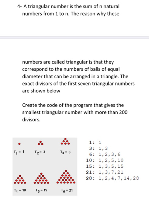 Solved 4- A triangular number is the sum of n natural | Chegg.com