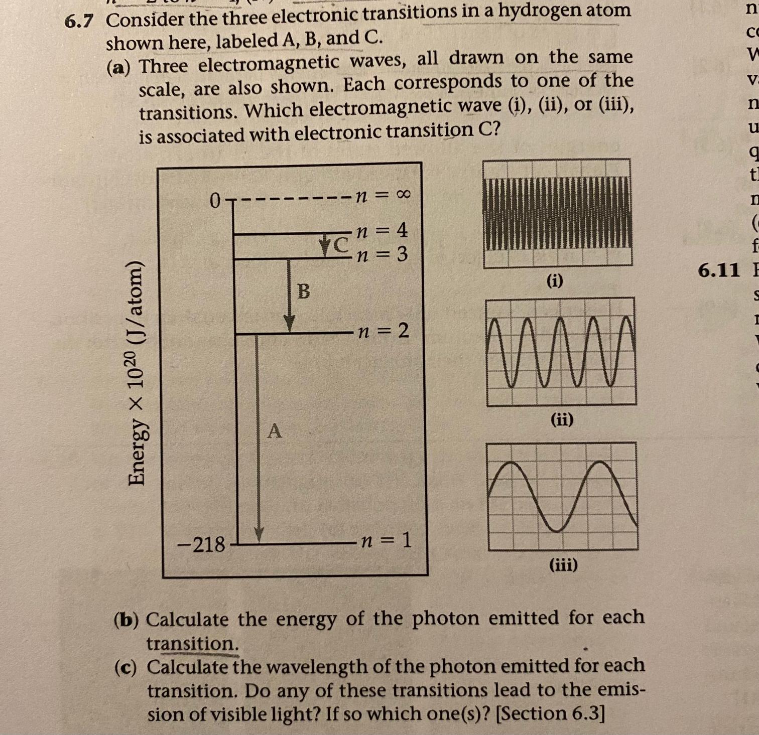Solved 6.7 ﻿Consider the three electronic transitions in a — free download