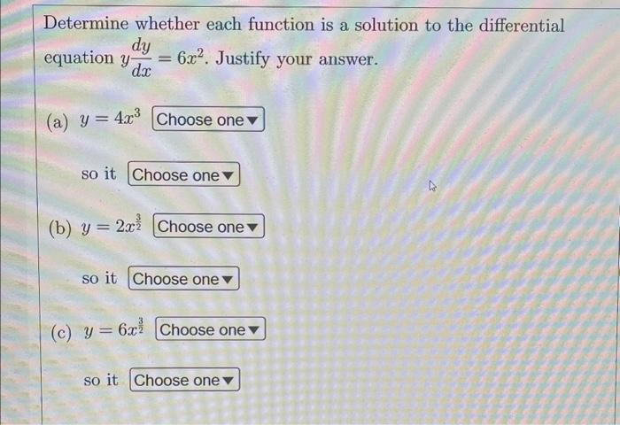 Solved Determine whether each function is a solution to the | Chegg.com