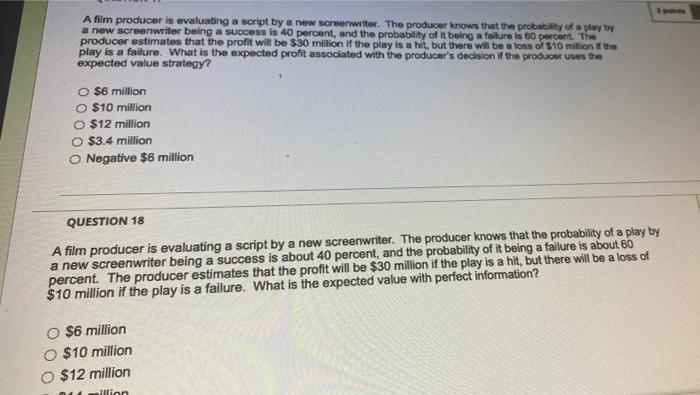 Solved A film producer is evaluating a script by a new | Chegg.com