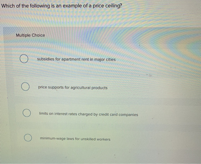 Solved Which Of The Following Is An Example Of A Price Ce