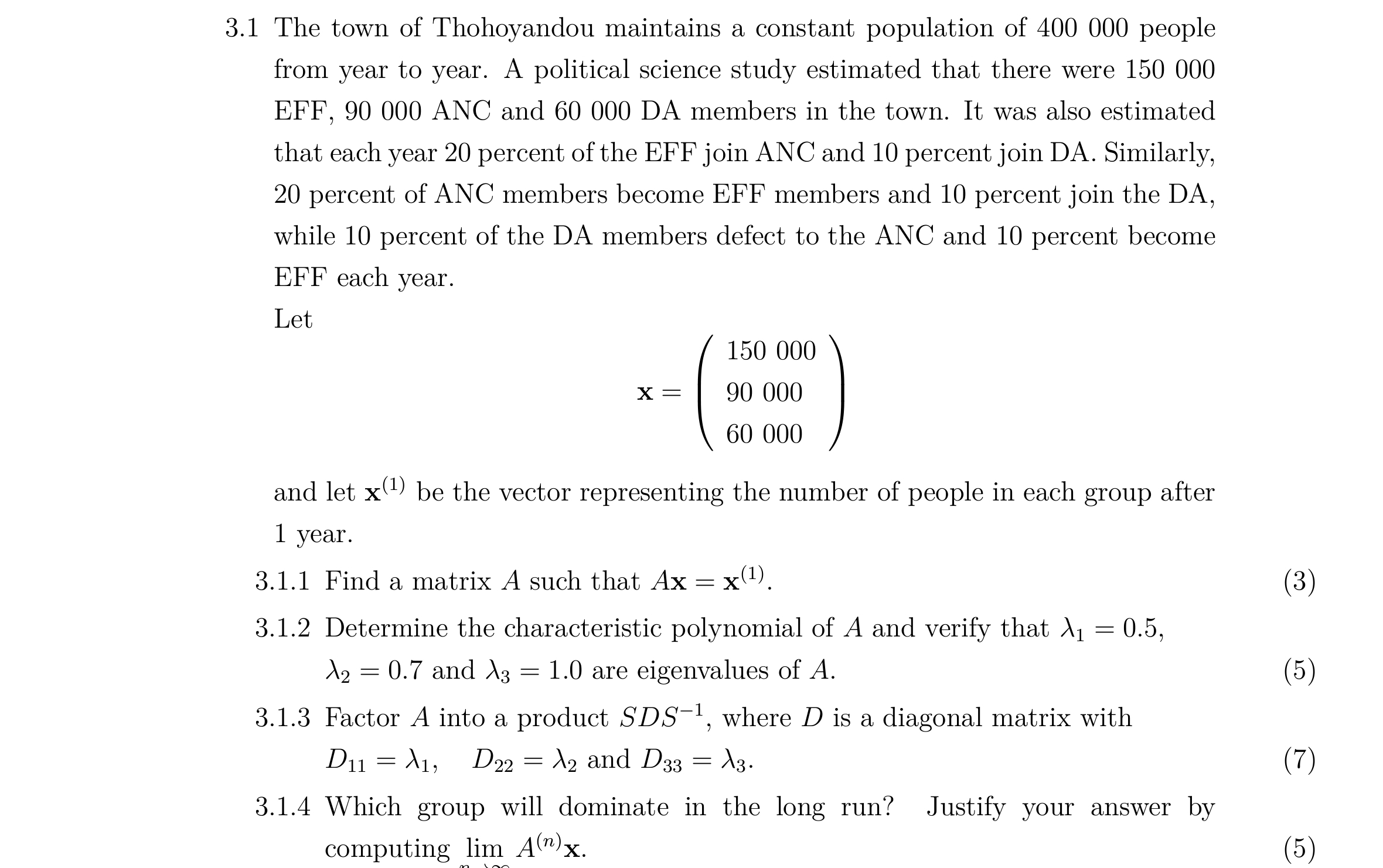 Solved 3.1 ﻿The town of Thohoyandou maintains a constant | Chegg.com