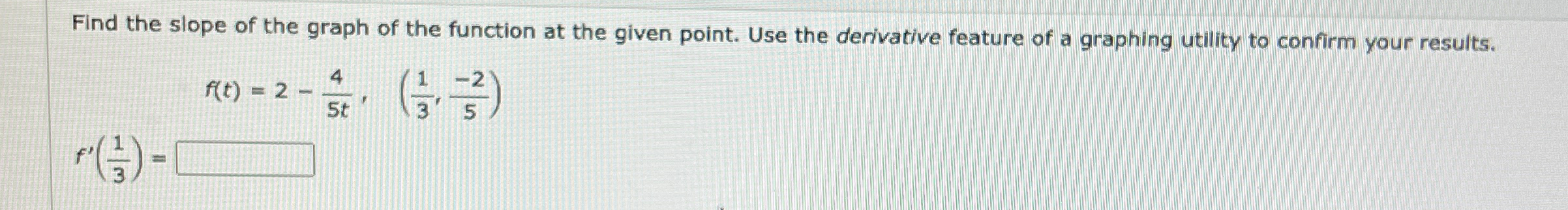Solved Find the slope of the graph of the function at the | Chegg.com