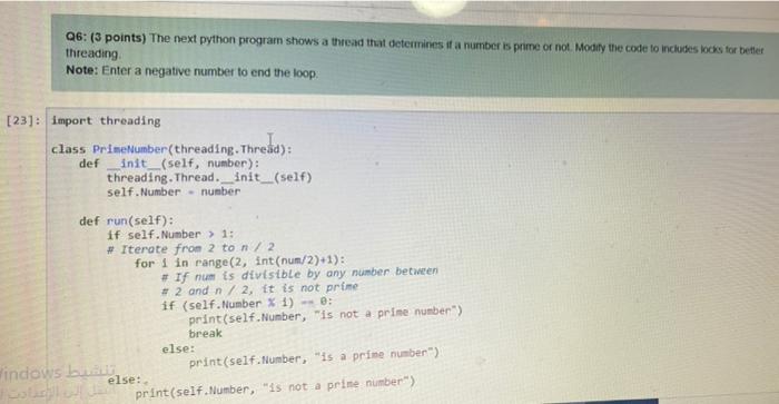 Solved 96: (3 points) The next python program shows a thread | Chegg.com