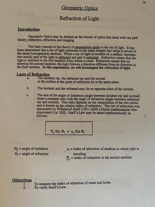 Solved Introduction Geometrie Optics may be defined as the