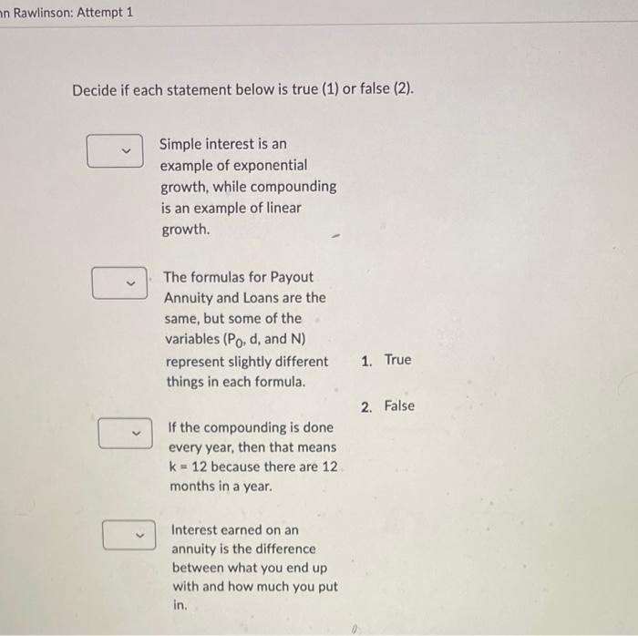 Solved Decide if each statement below is true (1) or false | Chegg.com