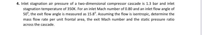 Solved 4. Inlet stagnation air pressure of a two-dimensional | Chegg.com