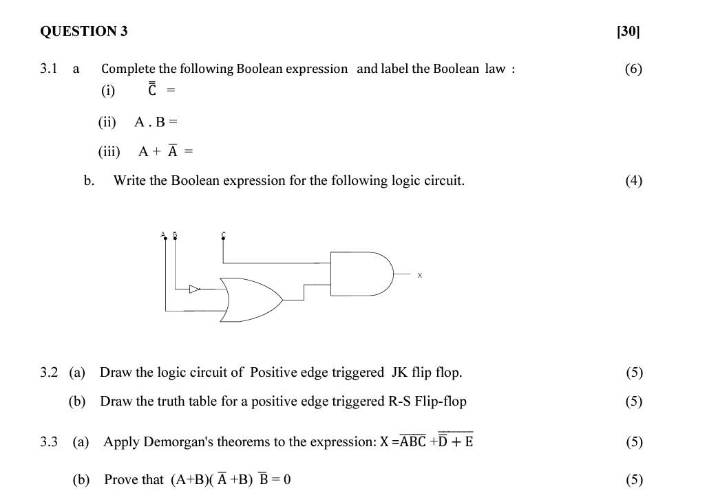 Solved (iii) A+A= B. Write The Boolean Expression For The | Chegg.com