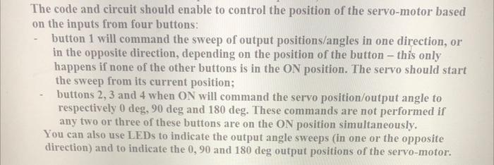 Solved The code and circuit should enable to control the | Chegg.com