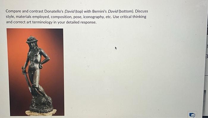 Compare and contrast Donatello's David (top) with | Chegg.com