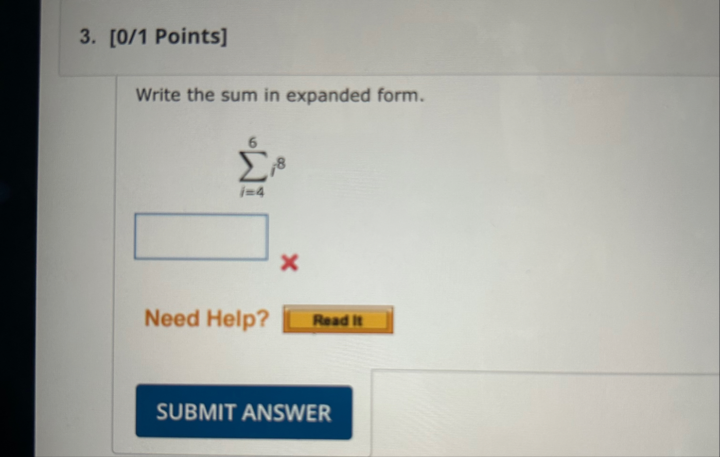 Solved [0/1 ﻿Points]Write the sum in expanded | Chegg.com