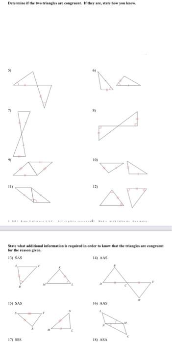 Solved Determine if the two triangles are congruent. If they | Chegg.com