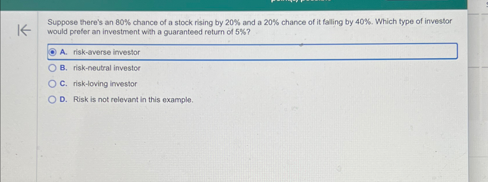 Solved Suppose there's an 80% ﻿chance of a stock rising by | Chegg.com