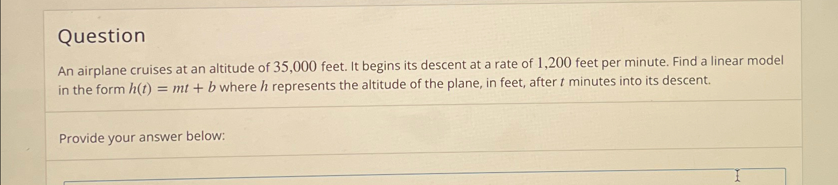 Solved QuestionAn airplane cruises at an altitude of 35,000 | Chegg.com