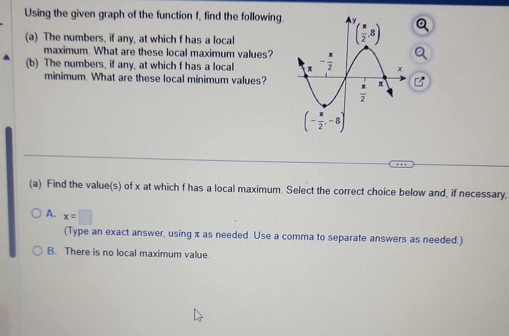 Solved Using The Given Graph Of The Function F, Find The | Chegg.com