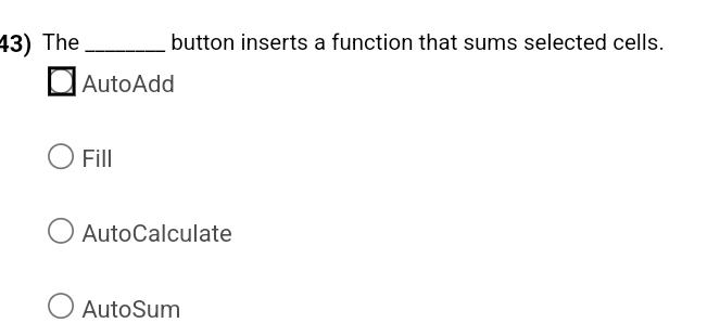 Solved The button inserts a function that sums selected | Chegg.com