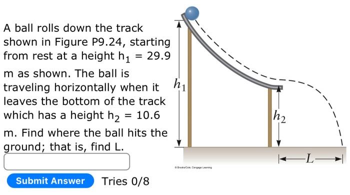 Solved A ball rolls down the track shown in Figure P9.24, | Chegg.com