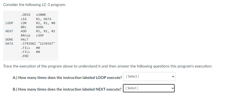 Consider The Following LC-3 ﻿program:Trace The | Chegg.com