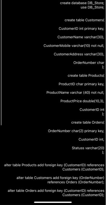 Solved code of sql is in the picture only write a code to | Chegg.com