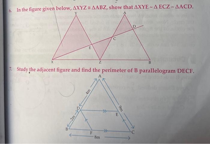 find the value of xyz in the following figure class 7 triangle