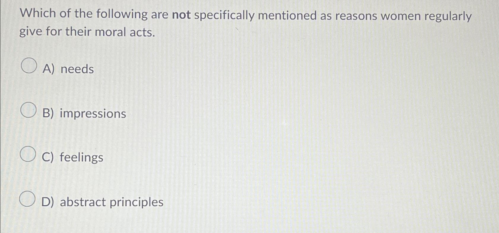 Solved Which of the following are not specifically mentioned | Chegg.com