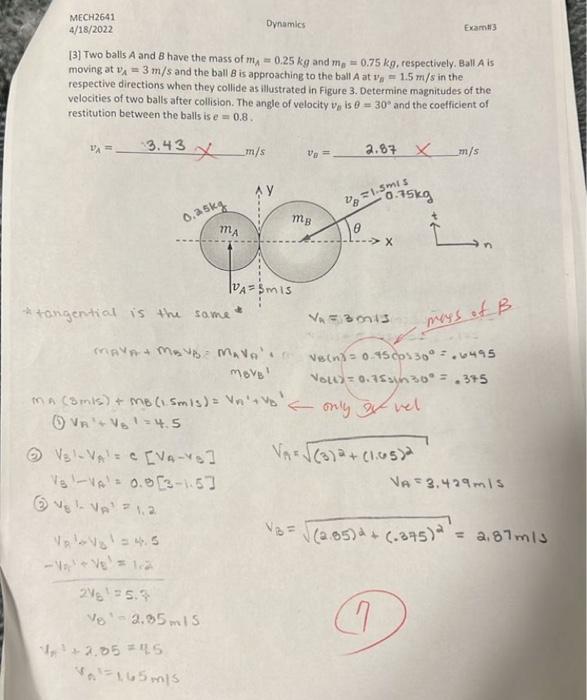 Solved [3] Two Balls A And B Have The Mass Of MA=0.25 Kg And | Chegg.com