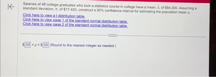 Solved Salaries of 48 college graduates who took a | Chegg.com