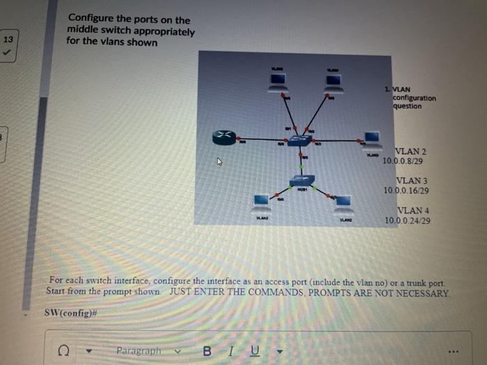 Configure the ports on the middle switch | Chegg.com