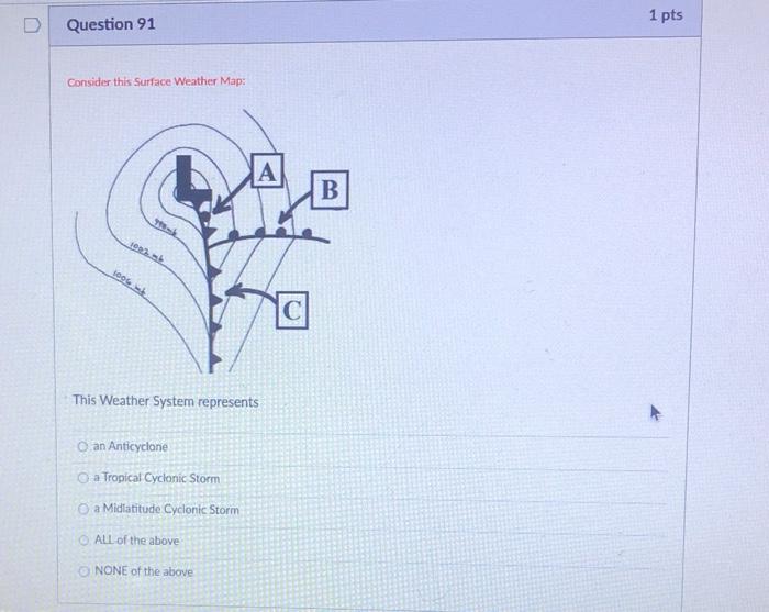 Solved Consider this Surface Weather Map, but ignore the | Chegg.com
