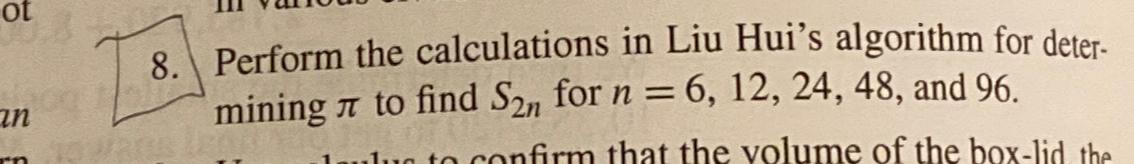 Solved Perform the calculations in Liu Hui's algorithm for | Chegg.com