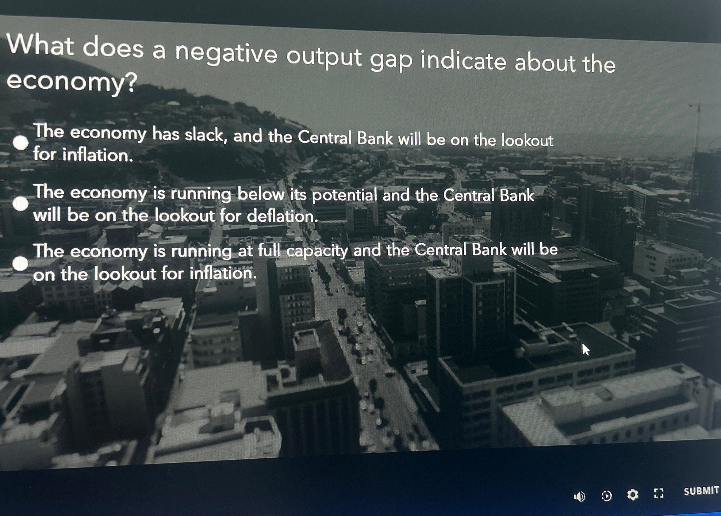 Solved What does a negative output gap indicate about the | Chegg.com