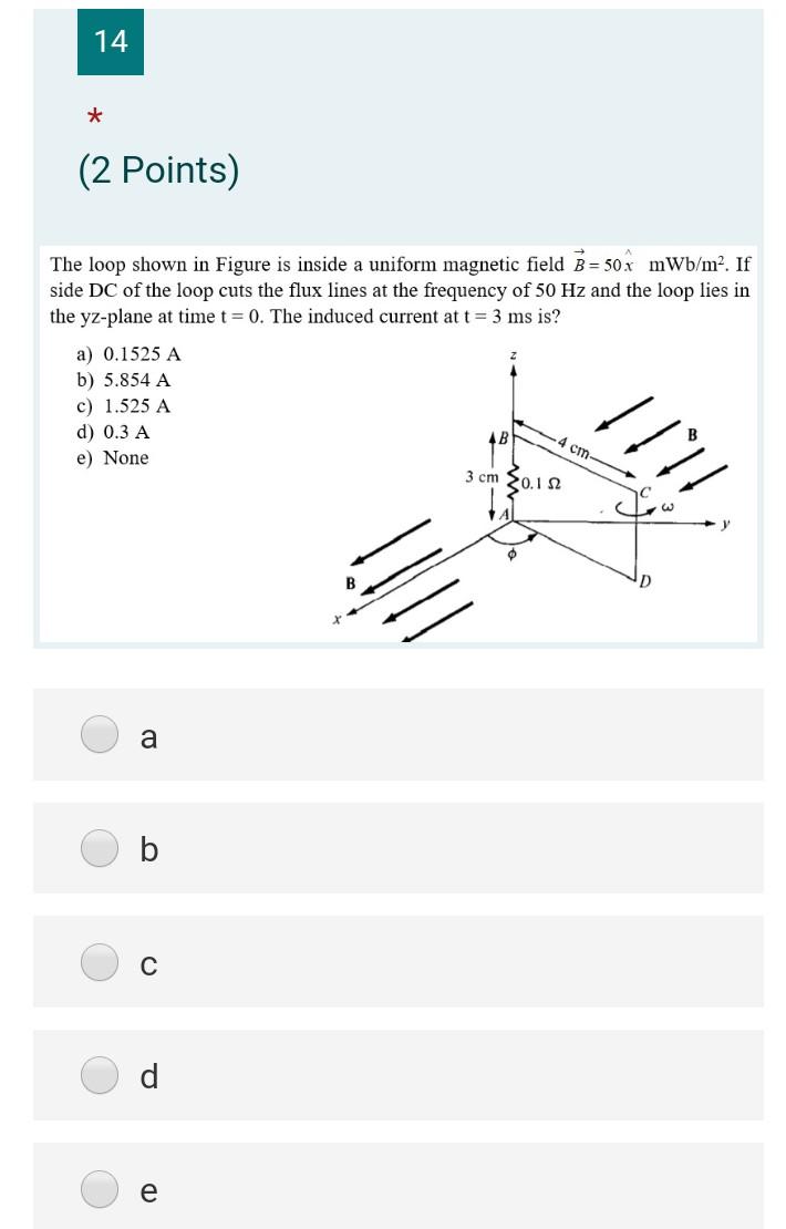 Solved 14 2 Points The Loop Shown In Figure Is Inside A Chegg Com