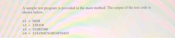 Solved Implement a Java class as specified below. The method | Chegg.com