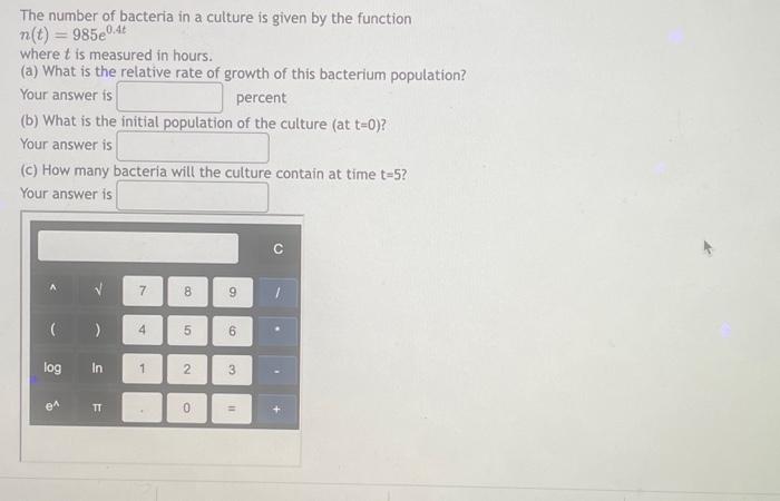 Solved The number of bacteria in a culture is given by the | Chegg.com