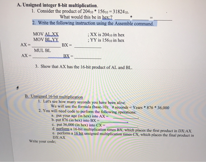Solved A. Unsigned integer 8-bit multiplication. 1. Consider | Chegg.com